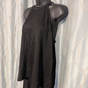 NWOT Janina Elegant Ribbed And Sheer Black Sleeveless Top -large